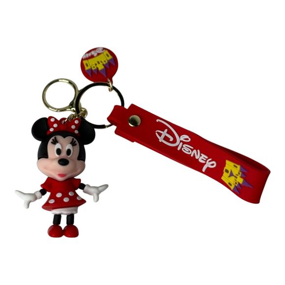 NEW Disney Minnie Mouse WRISTBAND KEYCHAIN Key Clip Purse Fob Backpack Polka Dot - Picture 1 of 5